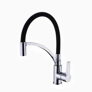 Steel Kitchen Sink Faucets Single Lever Slim Square With Pull Down Sprayer Mixer