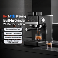 Machine à café expresso avec moulin intégré et buse vapeur, pré-infusion automatique, tête de brassage en métal pour la cuisine à domicile