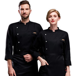 男性用クラシックワークシャツレギュラーフィット固体ロングSleパフォーマンスワークシャツホテルウェイターシェフコートジャケット - Product Image 1