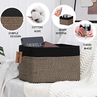 Lot de 3 paniers de rangement carrés en corde de coton avec poignées, bacs de rangement tissés pour étagères, jouets pour chiens, chaussures, chambre de bébé, décoration intérieure