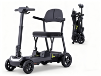 Scooter électrique pliable à 4 roues pour personnes âgées et handicapées, batterie au lithium de qualité médicale, commande par télécommande/application, autonomie de 25 à 30 km