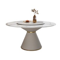 Luxuriöses Modernes Marmor Rundes Großes Esstisch-Stuhl-Set für 4 6 8 Personen Komplettes Restaurant-Creme-Design Schöne Möbel Küchendesigns