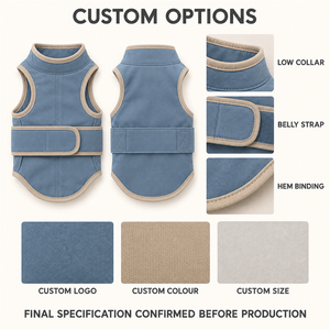 Gilet pour chien en polyester bleu uni, vêtements d'hiver coupe-vent pour petits chiens, design classique et simple, vêtements sans manches pour animaux de compagnie - Product Image 2