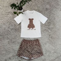 Conjunto de 2 Piezas de Verano para Mujer, Casual, con Bordado Estampado, 100% Algodón, Pantalones Cortos por Encima de la Rodilla y Manga Corta