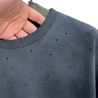 T-shirt en coton de luxe pour hommes, personnalisé, blanc uni, noir, blanc, style décontracté oversize, imprimé uni, strass, épaules tombantes, vente en gros