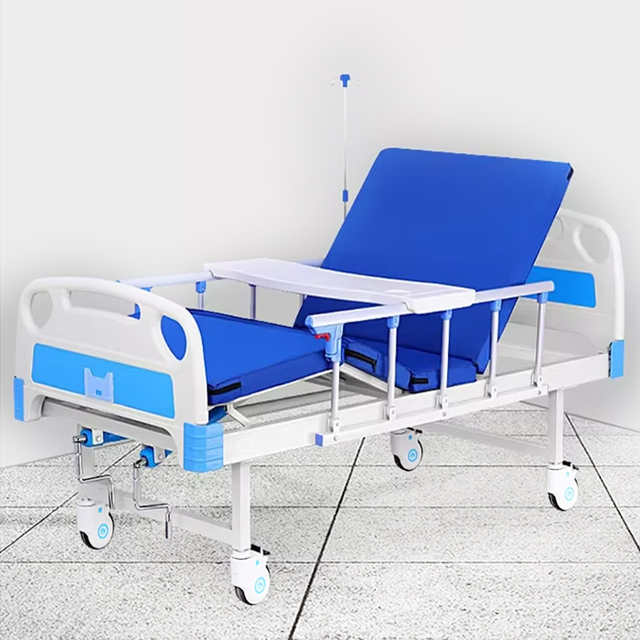 High Quality Factory Wholesale Two 2 Function Bed Manual Metal Hospital Bed Medical Care Patient Use Hospital Bed for Patient