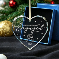 Ornement suspendu en verre cristal transparent en forme de cœur, personnalisable par impression UV, pour la création de souvenirs familiaux, pendentif décoratif pour sapin de Noël, souvenir commémoratif