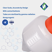 Tube à centrifuger conique en polypropylène transparent pour usage en laboratoire, 15 ml/50 ml/250 ml/500 ml