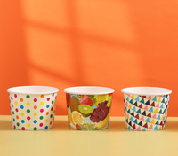 Ebelee – Nouveaux gobelets en papier à paroi simple imprimés sur mesure, qualité alimentaire, pour crème glacée et yaourt glacé, rayés roses, vente en gros