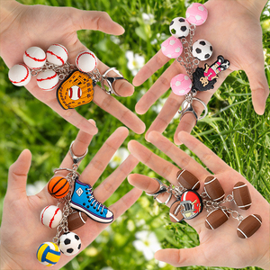 Sports Theme Balls Wholesale 3D Basketball Soccer Shoes Bead Keychains Bulk Rubber Charms Bag Accessories Best Friend Keychain