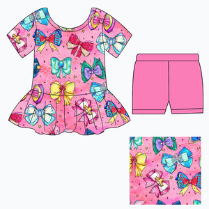 Set <span class=keywords><strong>Estivo</strong></span> Casual Personalizzato con Peplum e Leggings, Completo a Maniche Corte con Peplum per Bambine, <span class=keywords><strong>Abbigliamento</strong></span> di Alta Qualità in Bambù per Bambine - Product Image 6