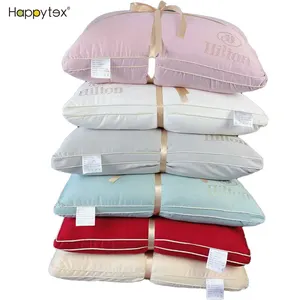 High quality eco friendly 100% polyester colorful comfort for 5 star hotel Hilton pillow with hand bag and custom logo