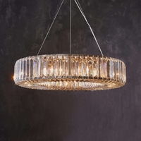 Lustre rond en cristal de luxe, grande taille 60 cm/80 cm/100 cm, personnalisable, pour hall d'hôtel, salle de bain, salon