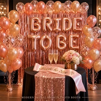 Perlengkapan Pesta Tema Pernikahan Bachelorette Grosir, Dekorasi Balon Lateks Rose Gold dan Balon Foil Bride to Be