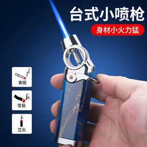 Encendedor de gas butano recargable JOFI, resistente al viento, para barbacoa, cigarros, con diseño de mármol azul, ideal para viajes y regalos. - Product Image 4