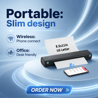 Imprimante portable Phomemo M08F A4, imprimante thermique sans encre sans fil pour les voyages, le transfert de tatouages et le bureau à domicile, Bluetooth