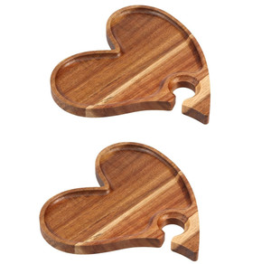Nouvelle innovation <span class=keywords><strong>Plateau</strong></span> de service <span class=keywords><strong>en</strong></span> bois <span class=keywords><strong>en</strong></span> forme de cœur Design avec découpe latérale Assiettes <span class=keywords><strong>en</strong></span> bois <span class=keywords><strong>en</strong></span> forme de cœur avec porte-<span class=keywords><strong>verre</strong></span> à vin pour la famille - Product Image 1