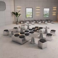 Ensemble de chaises de table d'extérieur commerciales modernes en acier inoxydable à la mode pour les cafés et les magasins de thé au lait