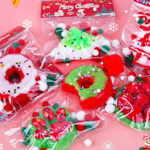 Christmas <b>Squishy</b> Toys Xmas Fidget Squeeze Toy Glitter Donut <b>Cat</b> Paw Stress Relief Sensory Holiday Party Favors Gift - Product Image 1