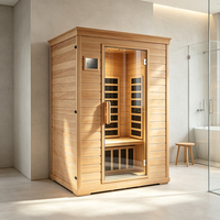 Cabine de sauna infrarouge en bois de luxe avec porte en verre trempé, sauna intérieur pour la maison, salle de spa pour la relaxation et le bien-être