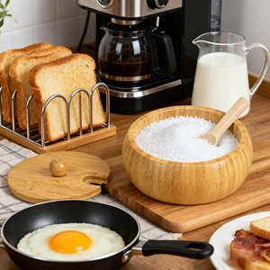 Bambú Madera Sal Especias Tarro Sal Almacenamiento Contenedor Tazón Caja Con Tapa y Cuchara - Product Image 4