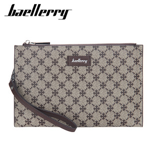 กระเป๋าคลัทช์ผู้ชาย Baellerry สีเทา ลายเรขาคณิต หนัง PU ความจุขนาดใหญ่ กระเป๋าถือแบบมีซิป ใช้ได้ทุกวัน - Product Image 1