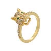 Unique vert mode léopard bague plaqué or femmes luxe cubique zircone bijoux cadeau 925 en argent Sterling mode anneaux homme