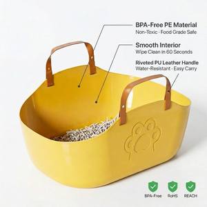 Caja de arena <span class=keywords><strong>para</strong></span> <span class=keywords><strong>gatos</strong></span> extra grande de 25 cm con lados altos, pared antisalpicaduras, parte superior abierta, inodoro <span class=keywords><strong>para</strong></span> <span class=keywords><strong>gatos</strong></span> de PE con asa de cuero PU <span class=keywords><strong>para</strong></span> <span class=keywords><strong>gatos</strong></span> grandes - Product Image 3