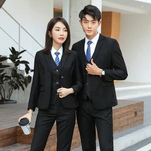 Traje gris profesional para hombres y mujeres Gerente de bienes raíces Consultor de ventas Ropa DE TRABAJO Tallas grandes de un solo pecho para la tienda - Product Image 3