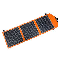 SMUXI 30W18V Panneau Solaire Monocristallin Pliable Portable à 21% d'Efficacité, Chargeur Double USB Noir+Orange 0.8kg, Petit Modèle pour Voiture Autonome
