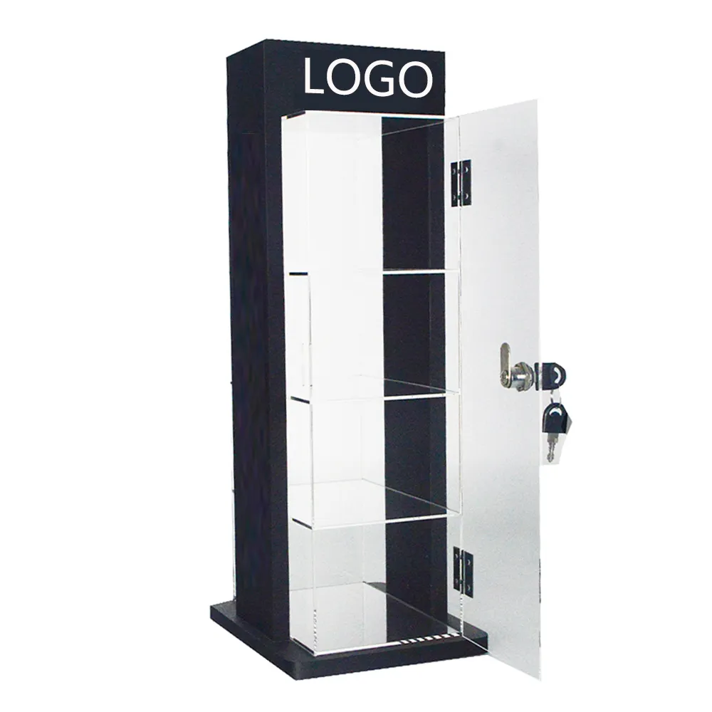 Expositor em acrílico personalizado de alta qualidade com porta e chave