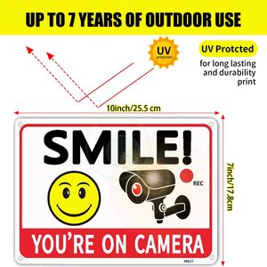 Panneaux de signalisation de sécurité extérieure réfléchissants « Souriez, vous êtes en caméra » pour propriété, imprimés à l'encre UV, 7x10 pouces, orange et noir, alerte allée - Product Image 2