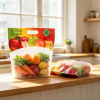 YSH Voedselveilige Transparante Plastic Fruitverpakking Zakje Glanslaminatie Folie Rits Sluiting Luchtgaatje Staande Zak met Draaggreep