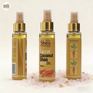 Shea Tradition - Aceite Corporal Orgánico de Manteca de Karité, Zanahoria y Coco, 100 ml, Blanqueador e Iluminador para Todo Tipo de Piel - Product Image 1