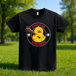 T-shirt con grafica Choose Kindness Duck, unisex, taglia media per adulti, nera - Product Image 3