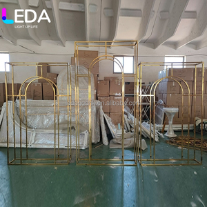 LEDA High Quality Wedding Props Iron Screen Wedding Stage Layout Gold Metal Arch Welcome Area Decorative Background <b>Frame</b> - Product Image 2