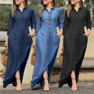 Chic long blue jean dress plus size In A Variety Of Stylish