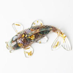 Poisson Koi en cristal jaune avec feuille d'or polie, porte-bonheur, Feng Shui, objet de collection, décoration d'intérieur - Product Image 5