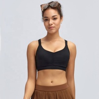 Soutien-gorge de sport pour femme, grande taille, avec logo personnalisé, froncé sur le devant, push-up, rembourré, antichoc, dos croisé, pour la course en extérieur