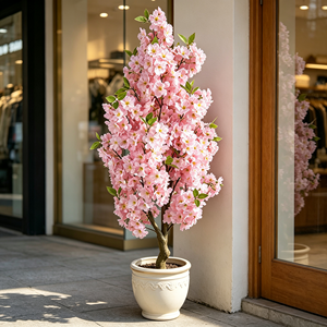 Albero di ciliegio artificiale di alta qualità da 130 cm, fiori artificiali, pianta di <span class=keywords><strong>sakura</strong></span> finta per decorazioni domestiche, giardini e matrimoni - Product Image 4
