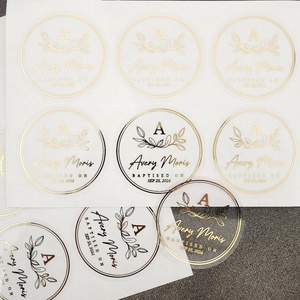 Custom Logo Fashion <b>Waterproof</b> Hot Stamping Clear Gold Foil Sticker <b>Label</b> - Product Image 4