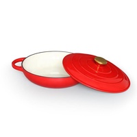 Casserole peu profonde en fonte émaillée Offre Spéciale boîte brune classique durable avec couvercle de casserole pour une utilisation en cuisine