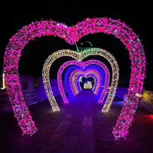 Led sokak kemer kalp açık tema fener festivali büyük noel aydınlatma 3D dekoratif kemer Motif ışık