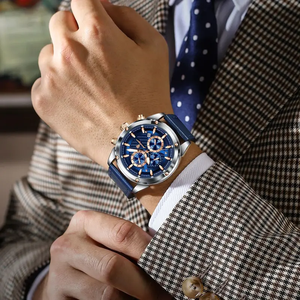 Nouvelle montre pour homme POEDAGAR 860, étanche, chronographe lumineux, montres originales pour hommes, montre-bracelet à quartz en cuir pour hommes - Product Image 3