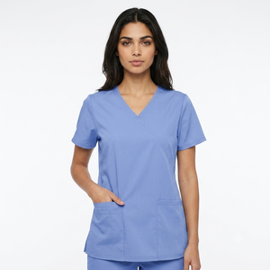 Conjunto de Uniformes Médicos Unisex Verde Azulado, Cuello en V, Manga Corta, Corte Regular, Color Sólido, Múltiples Bolsillos, Tacto Suave, 95% Nailon - Product Image 3