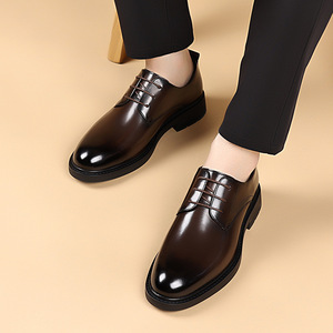 Zapatos Oxford de Cuero Genuino para Hombre, con Punta Redonda y Cordones, Suela de Goma Antideslizante, para Todas las Temporadas, Oficina y Carrera - Product Image 3