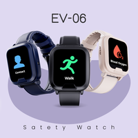 EV06 Montre pour handicapés visuels 4G GPS WiFi LBS Position Alarme de chute SOS Telecare Moniteur de santé avec bande en silicone
