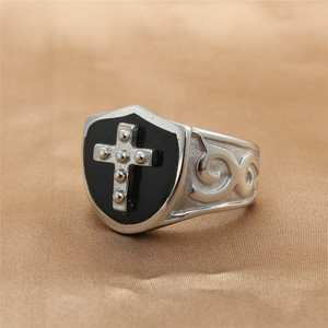 yunnique Men's <b>Silver</b> <b>Cross</b> <b>Ring</b> Stainless Steel Geometric Design Gift Jewelry - Product Image 2