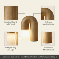 Lampe de lecture YH, abat-jour de chevet, éclairage de bureau, lampe de table en bois LED multicolore, moderne, minimaliste, en forme de U, lampe murale en bois