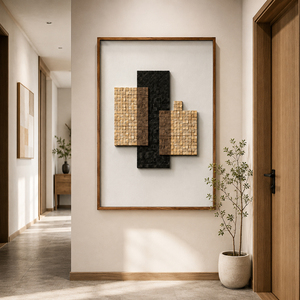 Handmade Abstract Wooden Wall Art Pine Wood Textured Relief <b>Painting</b> Solid Wood <b>Frame</b> Wall Decor <b>for</b> Living Room Bedroom - Product Image 1